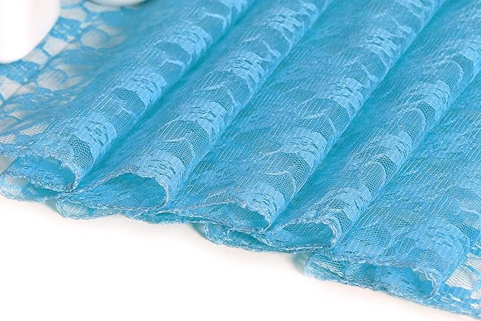MDS Pack of 15 Wedding 12 x 108 inches Lace Table Runner for Wedding, Decorations for Birthday Parties, Banquets, Graduations, Engagements, and Runners fit Rectangle, Round Table- Turquoise