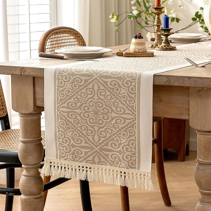 Table Runners 72 Inches Long Waterproof Boho Table Runner with Tassel Fringe,Table Runner for Party Coffee Table