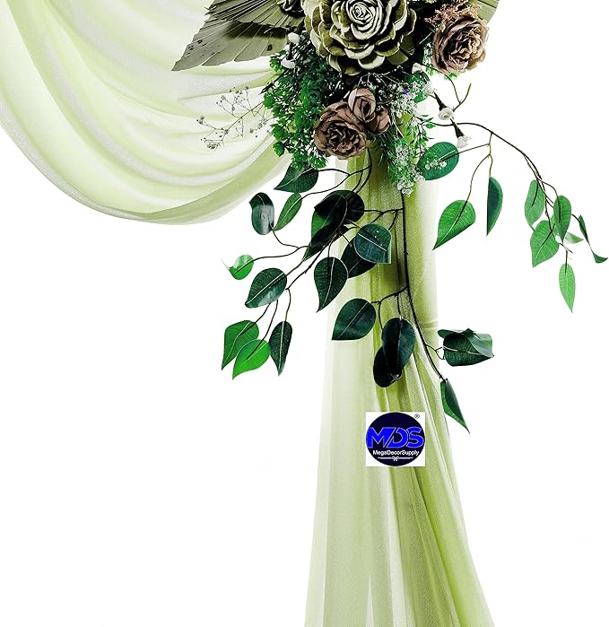 MDS Halloween Chiffon Draping Fabric - 2 Panel, 30" Wide x 30ft Long - Sheer Spooky Arbor & Canopy Drapery for Haunted House Backdrops, Party Ceilings, DIY Costumes & Themed Events - Sage Green