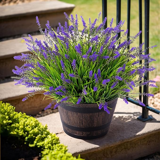 Artificial Plants Greenery, 12 Purple Bundles, 17-Inch Plastic Stems