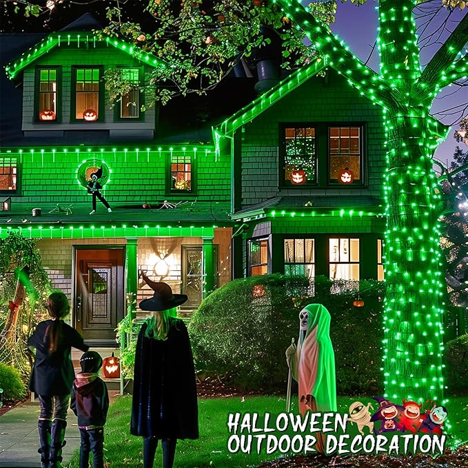 String Lights, 168ft Green Halloween Decor, 600 LEDs and Remote