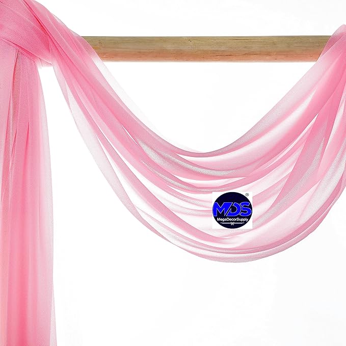 MDS Halloween Chiffon Draping Fabric - 1 Panel, 30" Wide x 30ft Long - Sheer Spooky Arbor & Canopy Drapery for Haunted House Backdrops, Party Ceilings, DIY Costumes & Themed Events - Coral