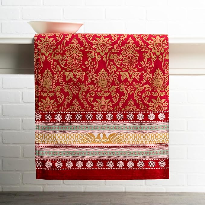 Maison d' Hermine Table Runner 100% Cotton Double Layer Table Runners 72 inches Long for Thanksgiving Christmas Decorations Home Kitchen Dining Party Wedding (Sofia, 14.5" x 72")