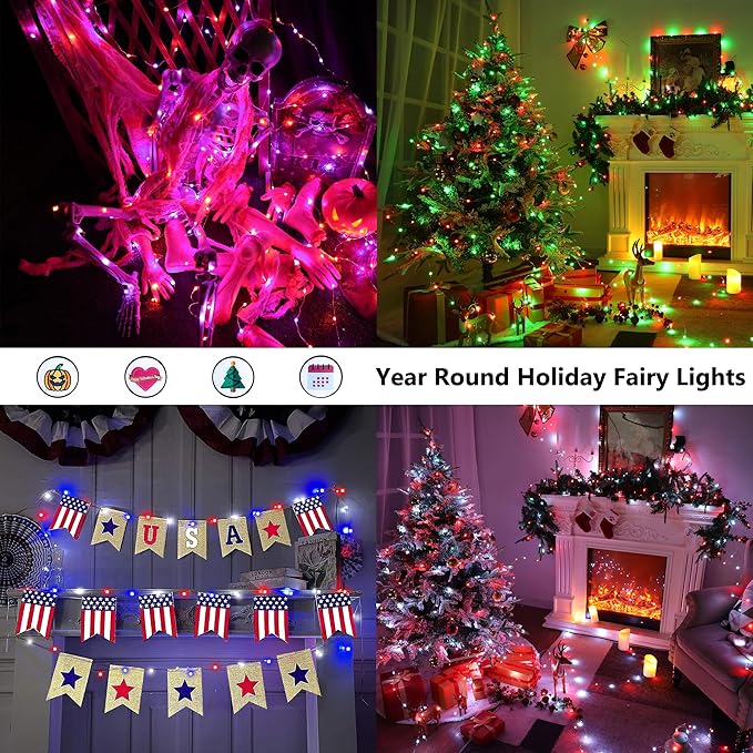 Indoor String Lights, 66 Ft 200 LED Color Changing with Timer