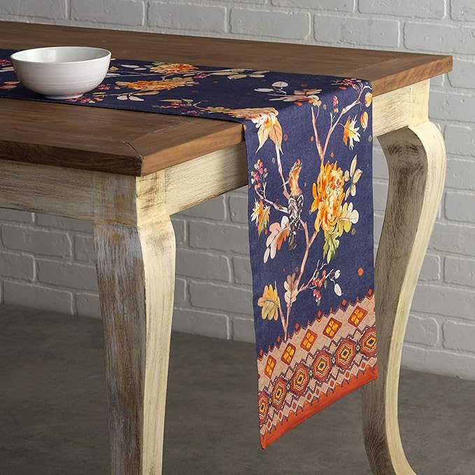 Maison d' Hermine Table Runner 100% Cotton Single Layer Table Runners 36 inches Long for Thanksgiving Christmas Decorations Home Kitchen Dining Party Wedding (Kelim - Infinity, 14.5" x 36")