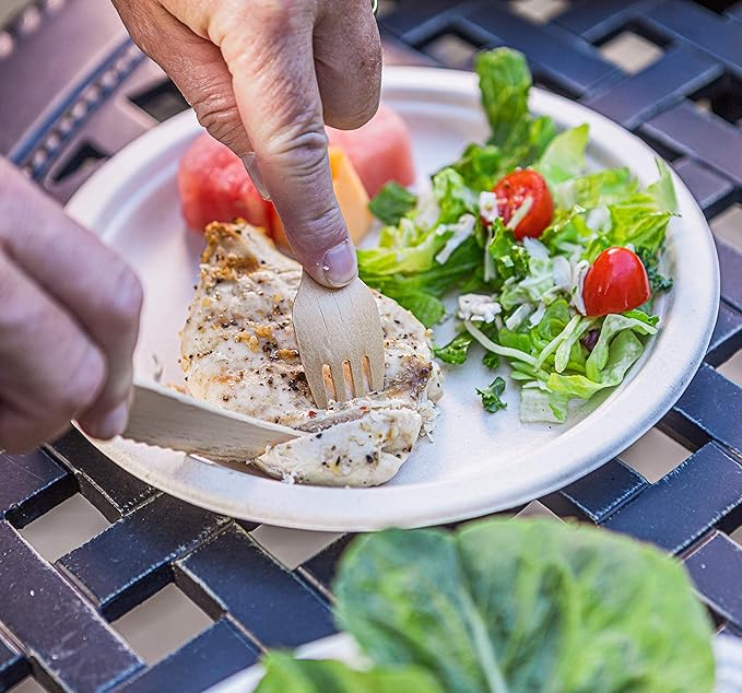 Forks, Spoons & Knives Wood Cutlery Set, 100 Count, Compostable