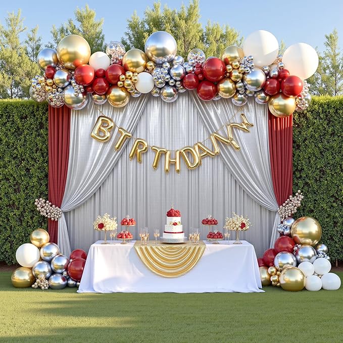 Backdrop Silver Sequin Party Decor, 4 Panels (5x10 ft Each)