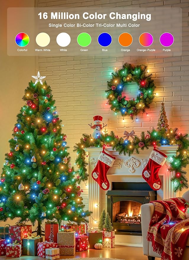 Indoor String Lights, 600 LED, 198 FT RGB Color Changing with App and Remote