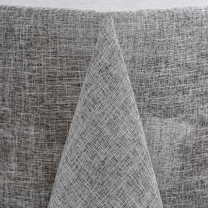 maxmill Flaxy Faux Linen Tablecloth with 2-Tone Slubby Yarn Texture Wrinkle Resistant Anti-Shrink Soft Table Cloth for Kitchen Dining Restaurant Tabletop Rectangle 60 x 120 Inch Light Gray