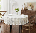 LinenZone Small Ivory Round Tablecloth for Rustic Vintage Decor. Sheer Lace Table Cloth Works Great As Wedding Tablecloth or Thanksgiving Table Cover. (Mia 36 Round, Ivory)