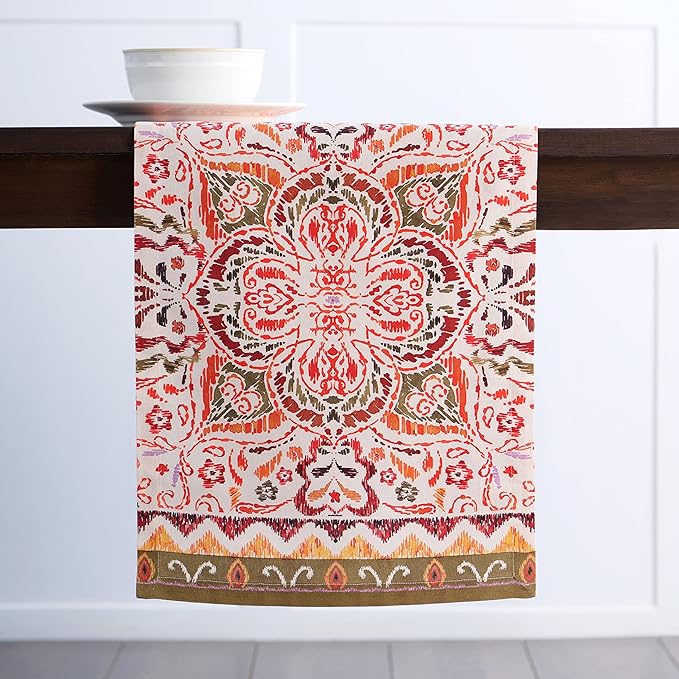 Maison d' Hermine Table Runner 100% Cotton Single Layer Table Runners 108 inches Long for Thanksgiving Christmas Decorations Home Kitchen Dining Party Wedding (Damask, 14.5" x 108")