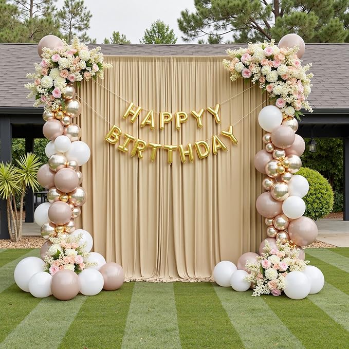 20ftx10ft Beige Backdrop Curtains for Party Background, Wrinkle Free Beige Photo Curtains Backdrop Drapes 4 Panels Back Drop Cloth for Wedding Birthday Photography Baby Shower Decor