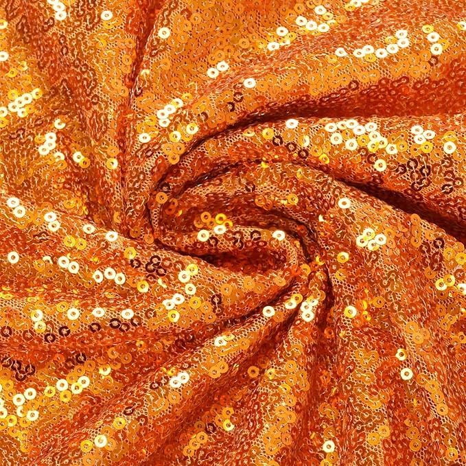Eternal Beauty Orange Sequin Backdrop, 6x8 Ft Halloween Glitter Background Curtains for Shimmer Photography Party Wedding Birthday Back Drop Decor