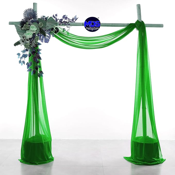 MDS Halloween Chiffon Draping Fabric - 2 Panel, 30" Wide x 50ft Long - Sheer Spooky Arbor & Canopy Drapery for Haunted House Backdrops, Party Ceilings, DIY Costumes & Themed Events - Green