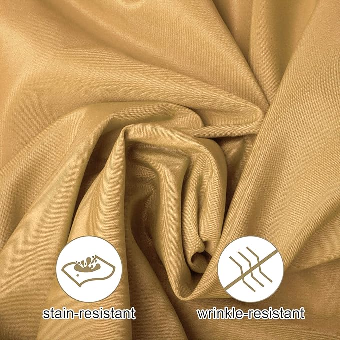 Ascoza 2pack 108 Inch Gold Round Tablecloth in Washable Polyester Fabric for Wedding/Banquet/Restaurant/Parties