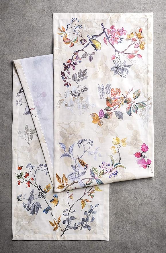 Maison d' Hermine Table Runner 100% Cotton Single Layer Table Runners 90 inches Long for Thanksgiving Christmas Decorations Home Kitchen Dining Party Wedding (Equinoxe - Beige, 14.5" x 90")