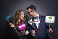 Photo Booth Props for 50th Birthday, 40 Pieces, Multicolor Funny Party Set