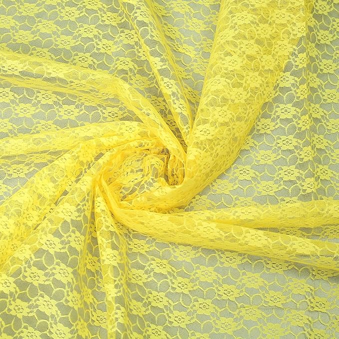 MDS Pack of 20 Wedding 12 x 108 inches Lace Table Runner for Wedding, Decorations for Birthday Parties, Banquets, Graduations, Engagements, and Runners fit Rectangle, Round Table- Yellow