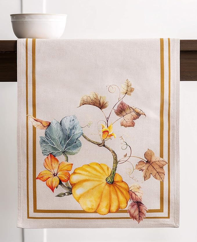 Maison d' Hermine Table Runner 100% Cotton Double Layer Table Runners 108 inches Long for Thanksgiving Christmas Decorations Home Kitchen Dining Party Wedding (Potiron, 14.5" x 108")
