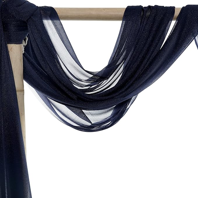 Fabric Navy Blue Sheer Chiffon Drape, 4 Panels 30 In x 20 Ft