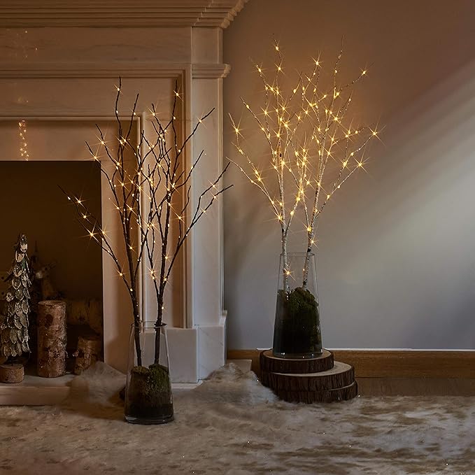 Hairui Lighted Birch Branches Battery Operated with 8 Functions 100 Multi Color and Warm White Lights, Pre Lit Twig Branches for Easter Christmas Party Room Decoration