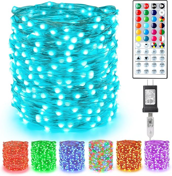Indoor String Lights, 200 LED Color Changing Copper Fairy Lights