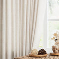 Pinch Pleated Semi Sheer Curtains Textured Linen Blended Light – Natural