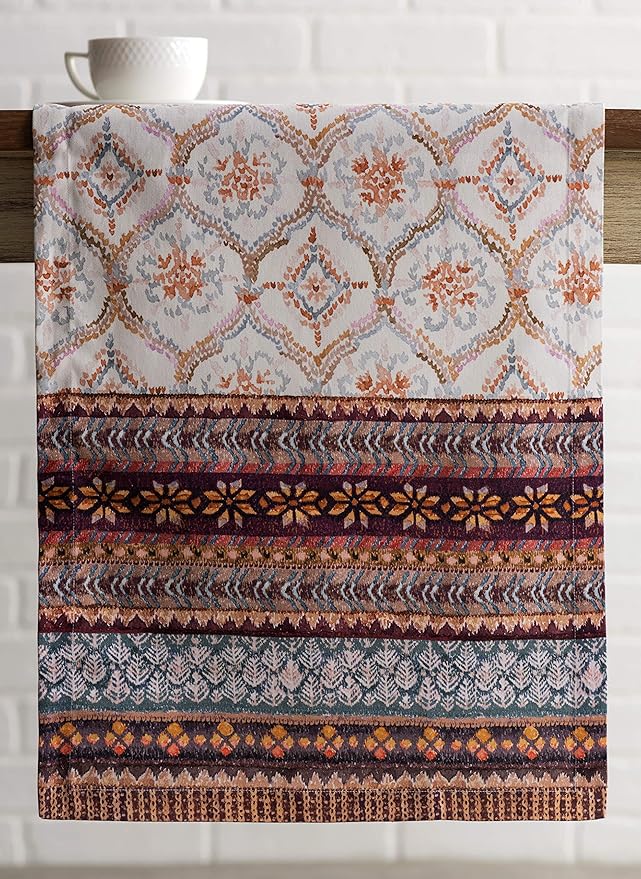 Maison d' Hermine Table Runner 100% Cotton Single Layer Table Runners 72 inches Long for Thanksgiving Christmas Decorations Home Kitchen Dining Party Wedding (Fair Isle, 14.5" x 72")