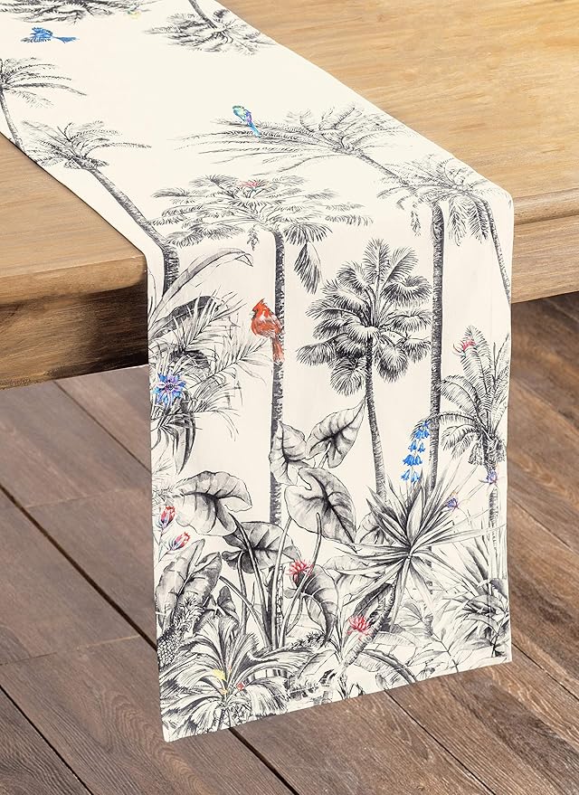 Maison d' Hermine Table Runner 100% Cotton Single Layer Table Runners 90 inches Long for Thanksgiving Christmas Decorations Home Kitchen Dining Party Wedding (Amazonia, 14.5" x 90")