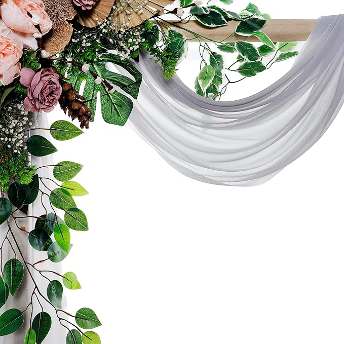 Backdrop Drape Sheer Chiffon Fabric, Cool Grey, 30 in x 100 ft, 2 Panels