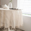 Round Lace Tablecloths with Tassels – Beige
