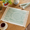 Placemats Set of 4,Waterproof Placemat with Tassel Fringe,Boho Placemats for Coffee Table Western Restaurant