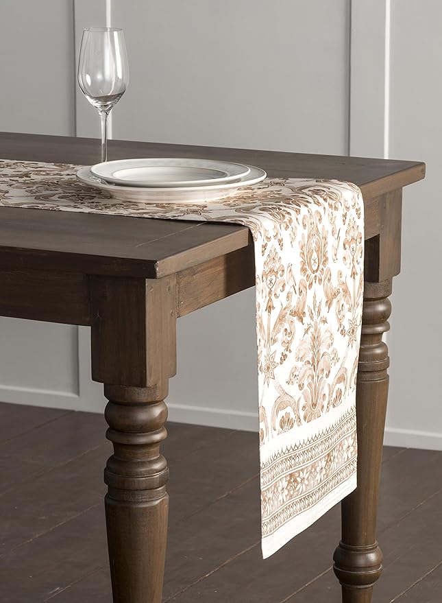 Maison d' Hermine Table Runner 100% Cotton Single Layer Table Runners 48 inches Long for Thanksgiving Christmas Decorations Home Kitchen Dining Party Wedding (Allure, 14.5" x 48")