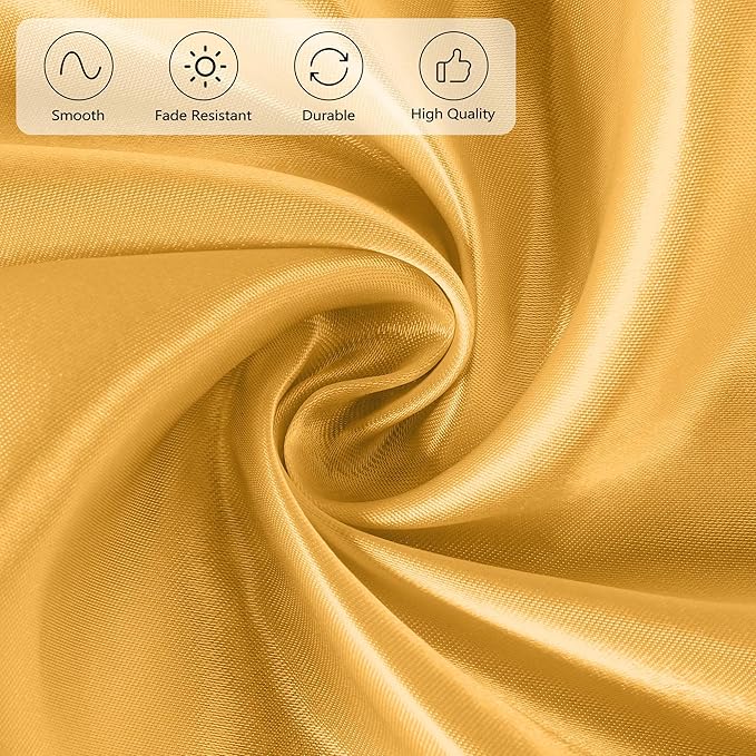 Ruisita 120 Inches Round Satin Tablecloths Gold Overlay Round Satin Table Cover Bright Silk Tablecloth Smooth Fabric Tablecloth for Wedding Banquet Table Decoration