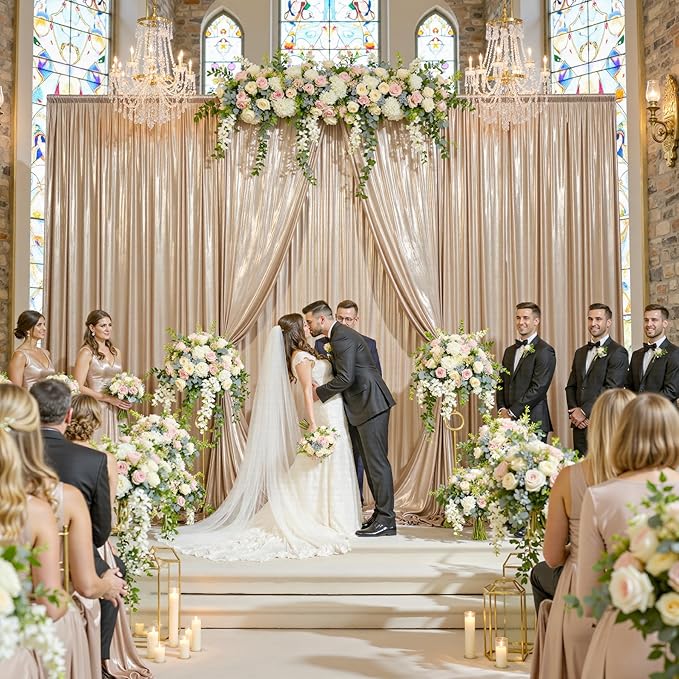 Backdrop Champagne Sequin Curtain with 4 Panels, 5x10ft Each