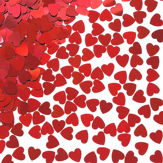 Red Love Heart Table Confetti - Valentines Day Party Foil Metallic Sequins Sprinkles Decorations, 60g