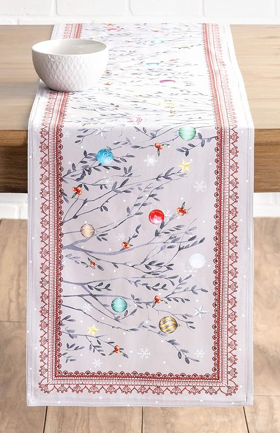 Maison d' Hermine Table Runner 100% Cotton Double Layer Table Runners 72 inches Long for Thanksgiving Christmas Decorations Home Kitchen Dining Party Wedding (Fairy Christmas, 14.5" x 72")
