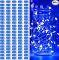 pozzolanas 100 Pack Blue Battery Operated String Lights - 7ft Waterproof Firefly Lights with 20 LEDs for Home, Mason Jar, Party, Wedding, Halloween, Christmas Decorations