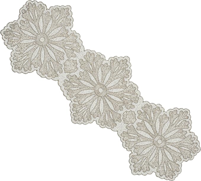 Beaded Table Runner - Elegant & Versatile Dining & Kitchen Linen for Home Decor, Weddings, Parties, Special Occasions, Modern Table Decoration & Luxury Festive Accessory (Ivory) - CLEENTABLE