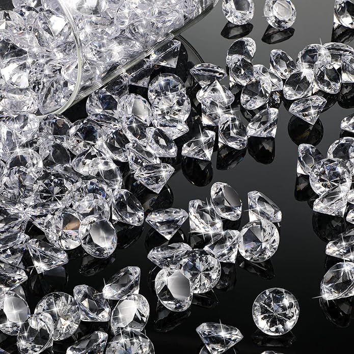 Vase Fillers, 400 Clear Acrylic Diamond Gems, 0.79 x 0.5 Inch