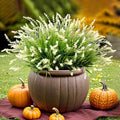 Artificial Monkey Grass Greenery Stems, 12 Bundles, 17 Inch, White