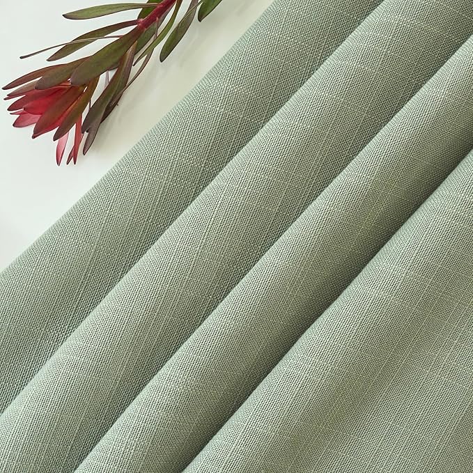 maxmill Lux Faux Linen Tablecloth with Slubby Texture Wrinkle Resistant Anti-Shrink Soft Table Cloth for Kitchen Dining Restaurant Tabletop for Event Holiday Dinner Round 70 Inch Sage Green