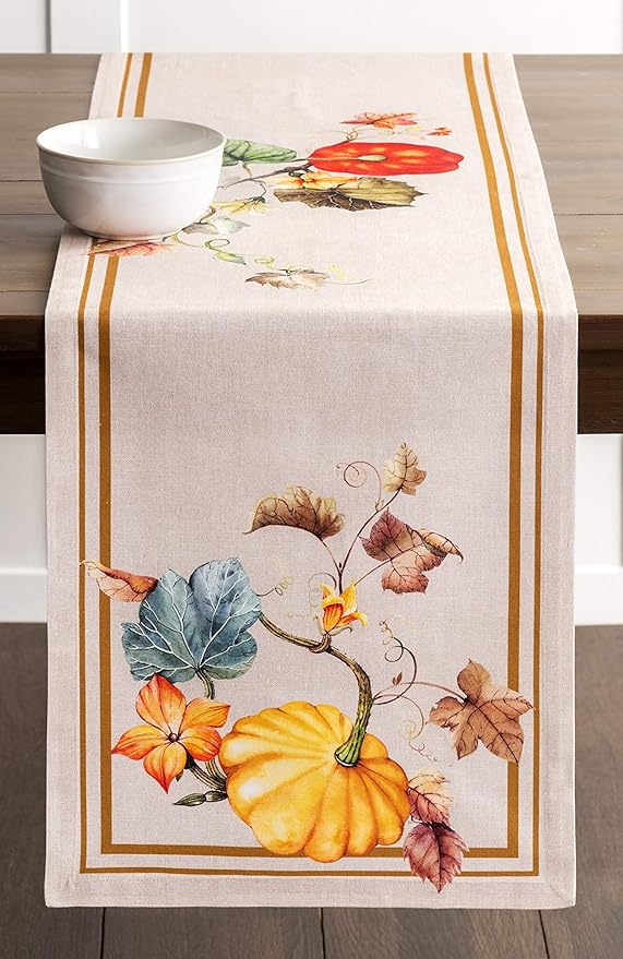 Maison d' Hermine Table Runner 100% Cotton Single Layer Table Runners 90 inches Long for Thanksgiving Christmas Decorations Home Kitchen Dining Party Wedding (Potiron, 14.5" x 90")