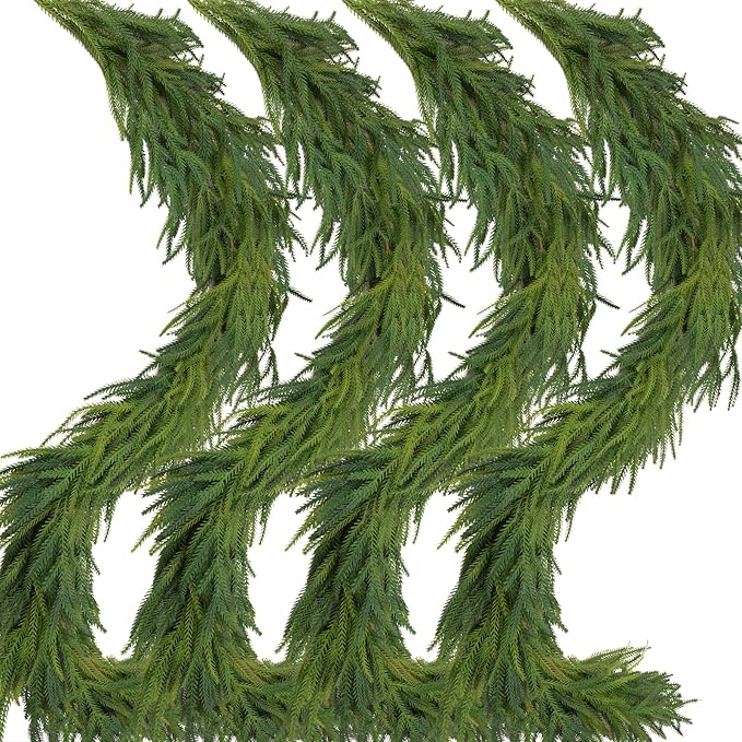 Norfolk Pine Garland, 6 ft Green PE, 4-Piece Christmas Decor