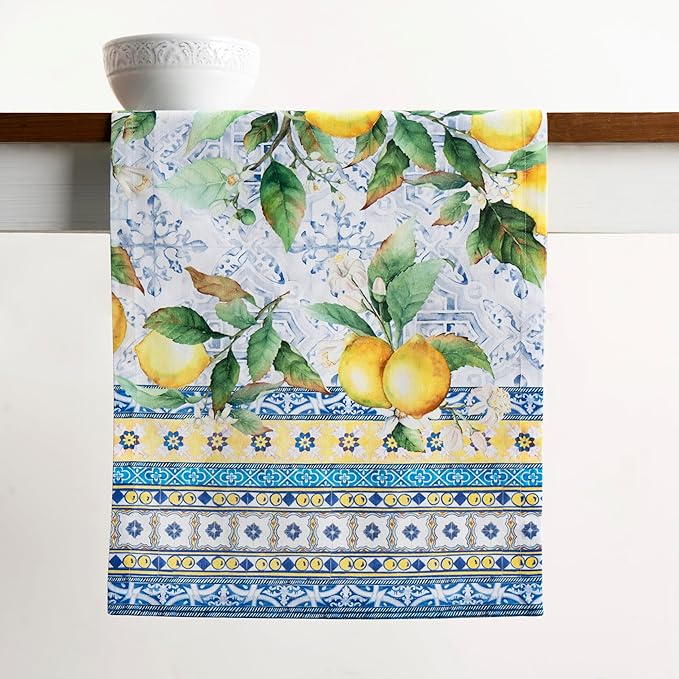 Maison d' Hermine Table Runner 100% Cotton Double Layer Table Runners 72 inches Long Decorative for Home Kitchen Dining Party Baby Shower Wedding Bridal Shower Spring Summer (Citrus, 14.50" x 72")