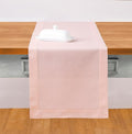 Solino Home Cotton Linen Pink Table Runner 120 Inches Long - Hemstitch 14 x 120 Inch Table Runner for Fall, Autumn, Thanksgiving, Christmas