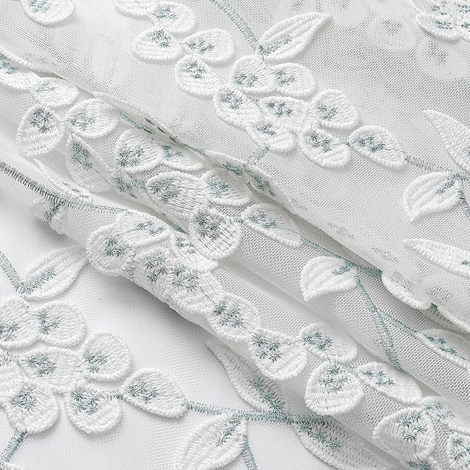 VISIONTEX White Sheer Voile Curtains, Decorative White Embossed Leaves Rod Pocket Window Drapes for Home Kitchen, Living Room and Bedroom 54 x 84 Inch, Set of 2 Curtain Panels