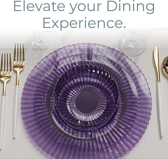Plastic Party Plates in Purple, 40 Count, 9 and 11 Inch