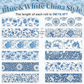 12 Rolls Floral Washi Tape Chinoiserie Flower Washi Tape Vintage – Blue
