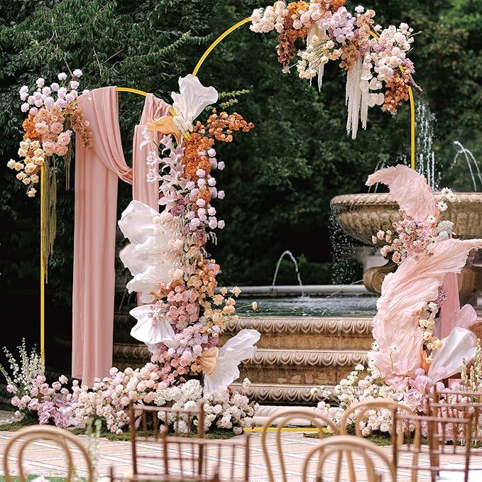 Arbor Wedding Arch Backdrop Set, Gold Metal, 2 Sizes: 7.2 Ft and 6 Ft